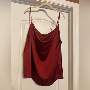 Plus Draped Neck Satin Cami Top